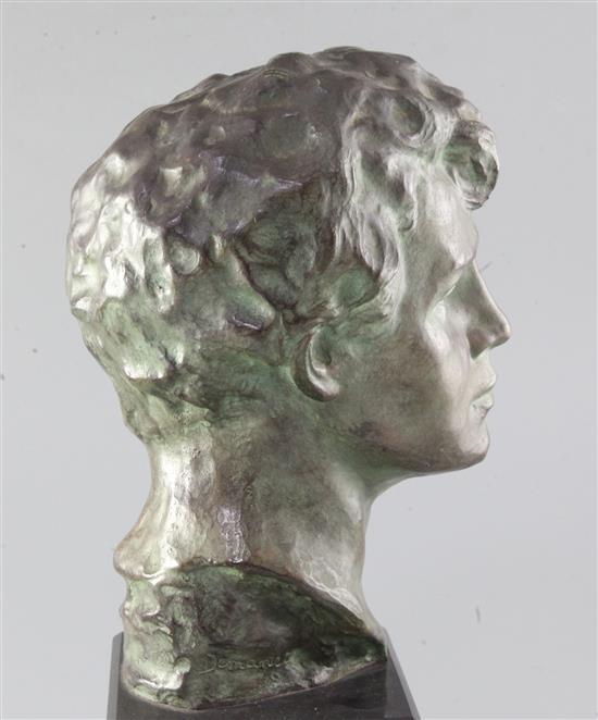 Victor Joseph Ghislain Demanet (1895-1964). A bronze head study of a young man, 14in.